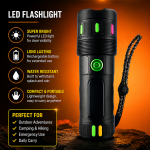 High Power Super Bright Flashlight 20000Mah Battery Led Torch Light With Power Bank Made In Japan
